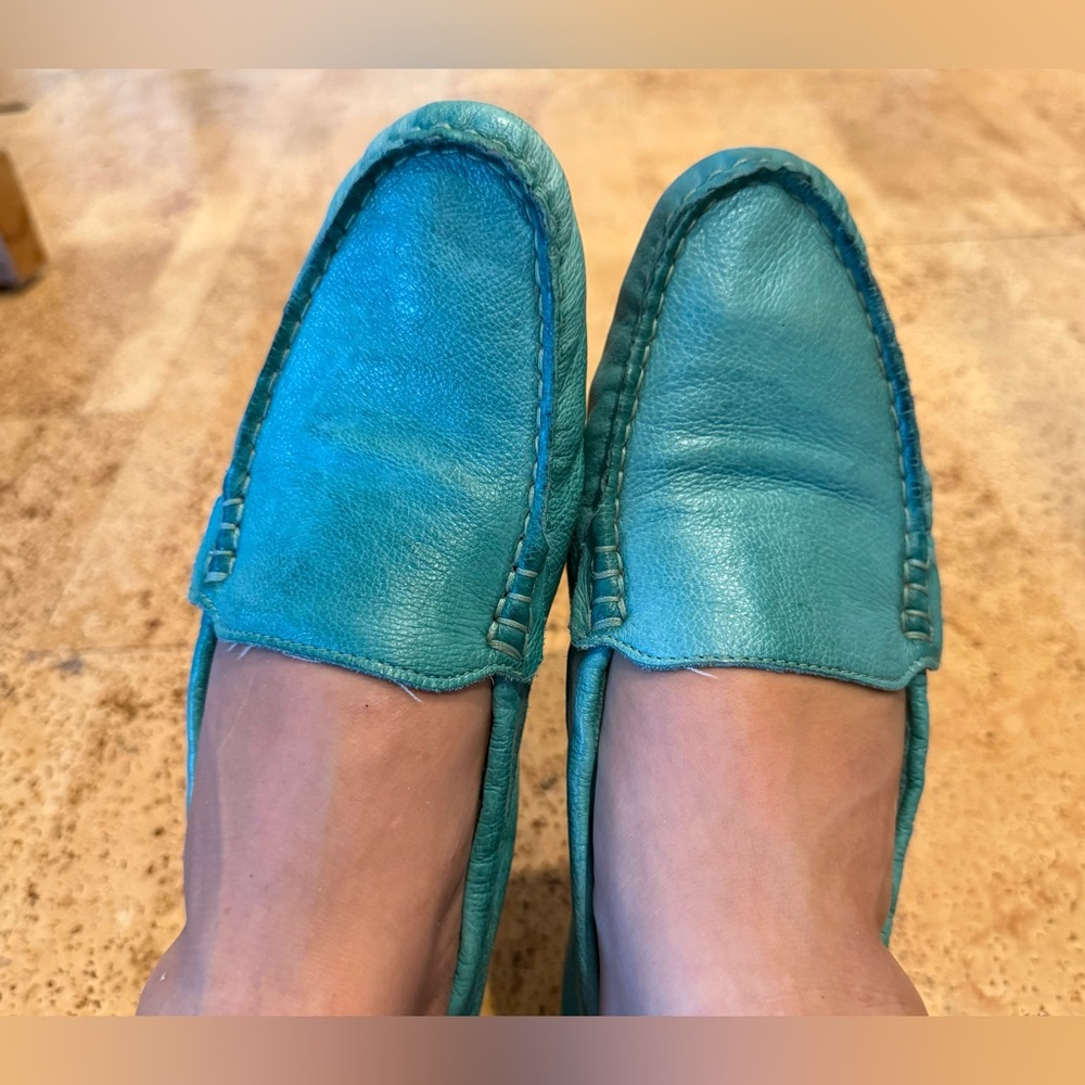 New Chocolat Blu Tara Leather Moccasin Loafer Teal Women’s Shoes Size 9 - Picture 4 of 15